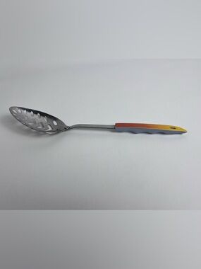 VTG Heart Slotted Utensil Serving Spoon Handle Orange Blue Stainless Japan 60’s